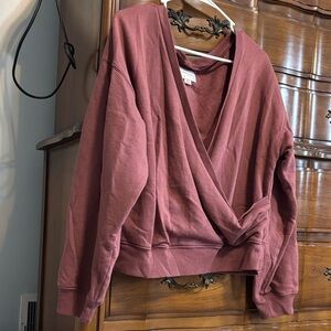American Eagle Outfitters Maroon V-Neck Sweater